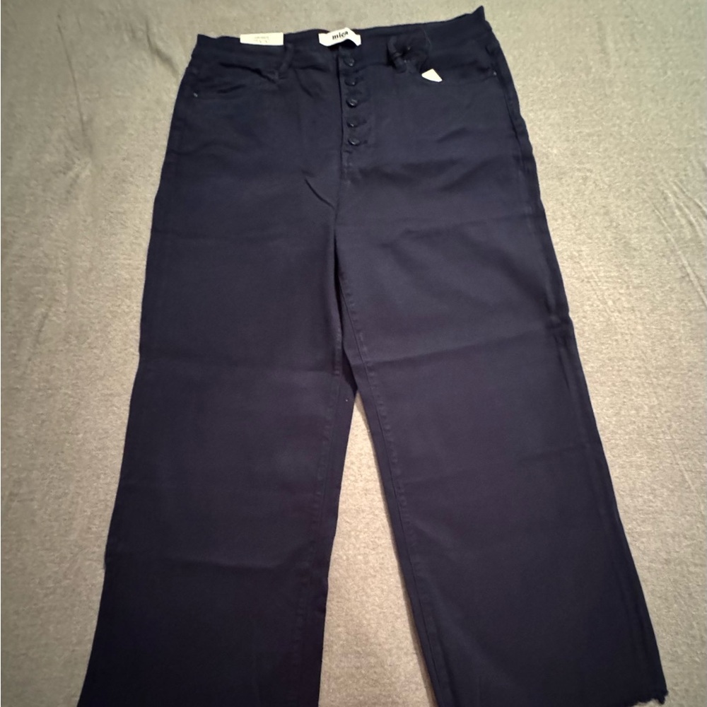 Mica- NWT Botton Fly Navy Blue Wide Leg Denim Jeans